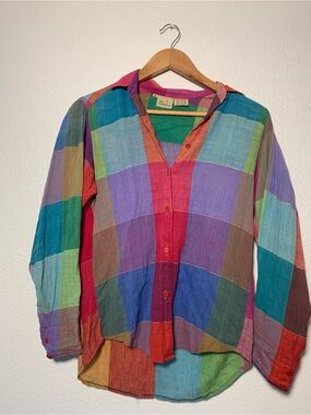 VINTAGE Liz Claiborne Color Block Flannel 100% Cotton | 6